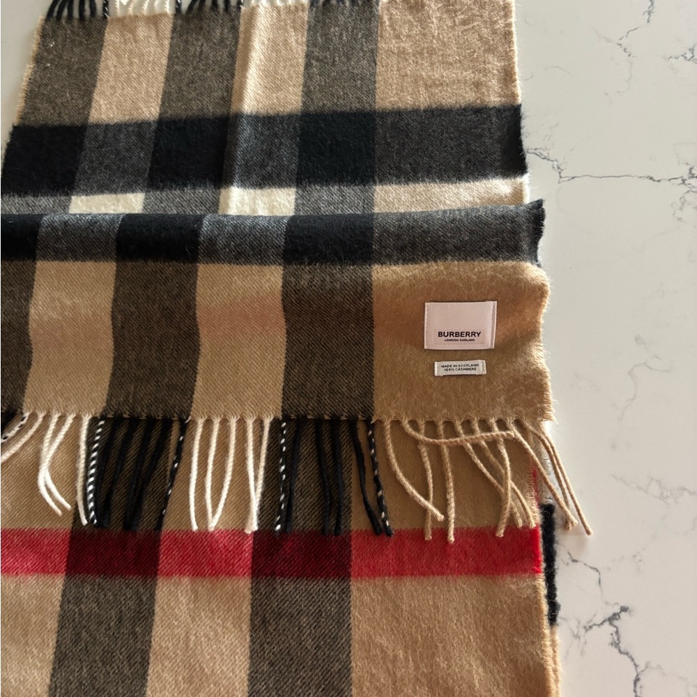 Burberry Beige and Black Check Scarf